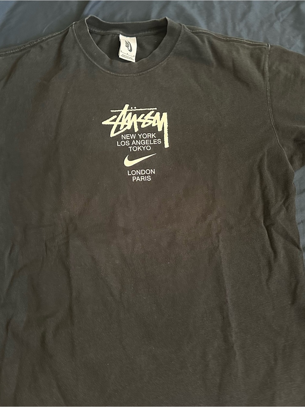 Stussy Black Short-Sleeve Graphic Logo Tee